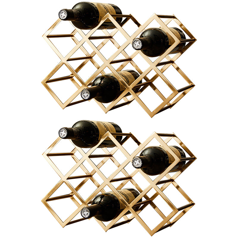 Metal Countertop Wine Glass Rack Modern Stackable Wine Bottle Holder in Gold