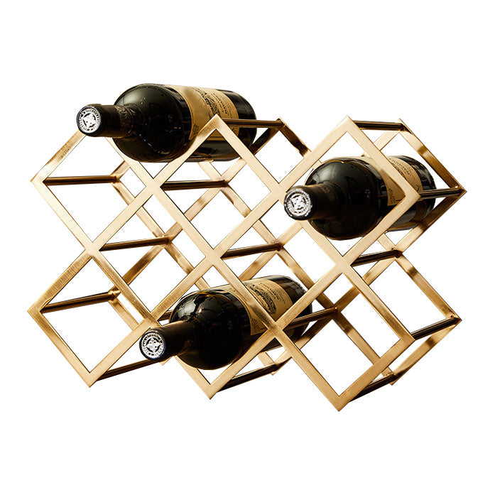 Metal Countertop Wine Glass Rack Modern Stackable Wine Bottle Holder in Gold