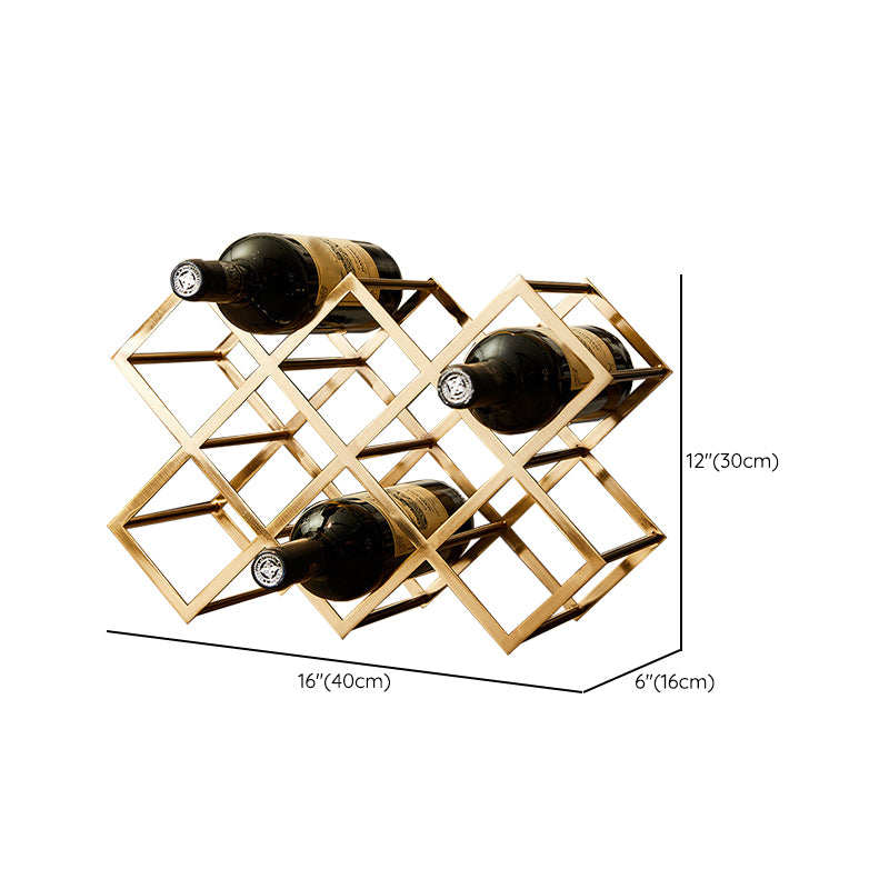 Metal Countertop Wine Glass Rack Modern Stackable Wine Bottle Holder in Gold