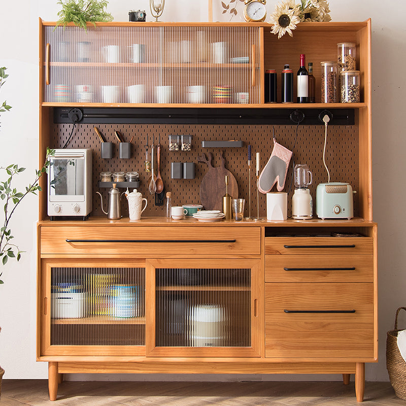 Modern Pine Solid Wood Sideboard Table 4-Drawer Sideboard for Living Room