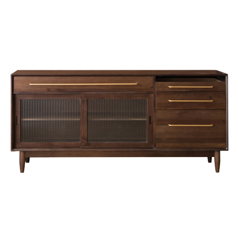 Modern Pine Solid Wood Sideboard Table 4-Drawer Sideboard for Living Room