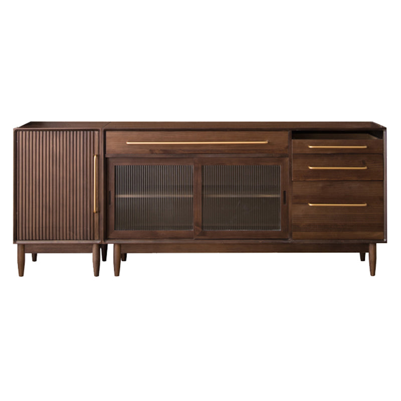 Modern Pine Solid Wood Sideboard Table 4-Drawer Sideboard for Living Room