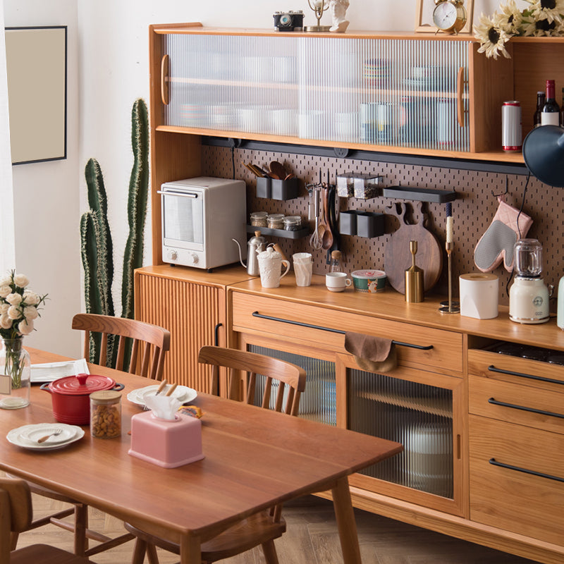 Modern Pine Solid Wood Sideboard Table 4-Drawer Sideboard for Living Room