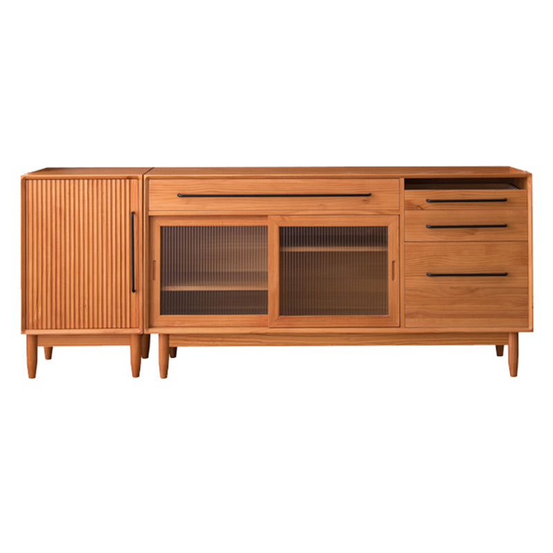 Modern Pine Solid Wood Sideboard Table 4-Drawer Sideboard for Living Room