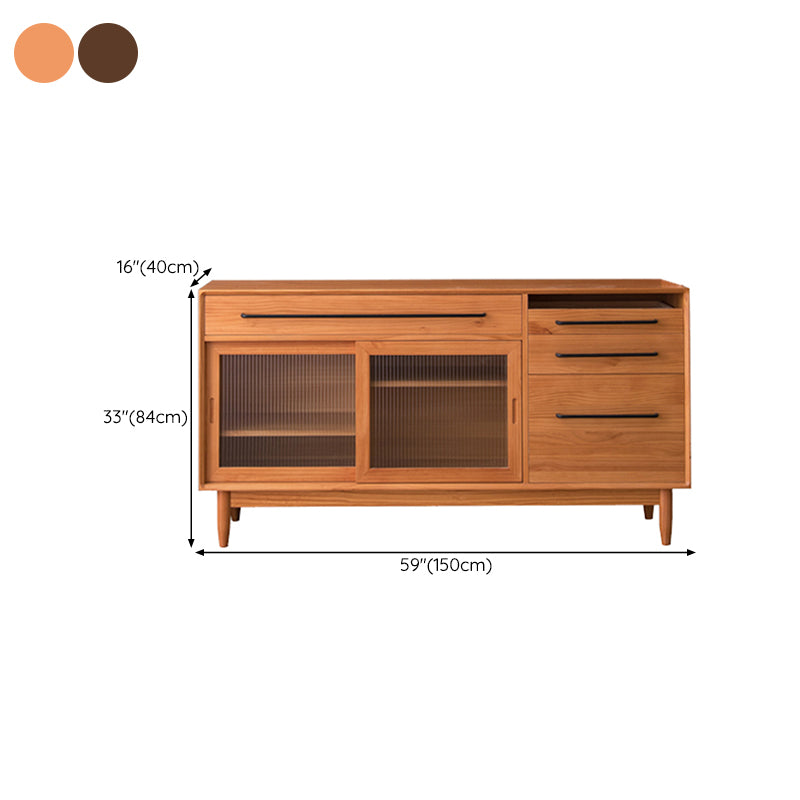 Modern Pine Solid Wood Sideboard Table 4-Drawer Sideboard for Living Room