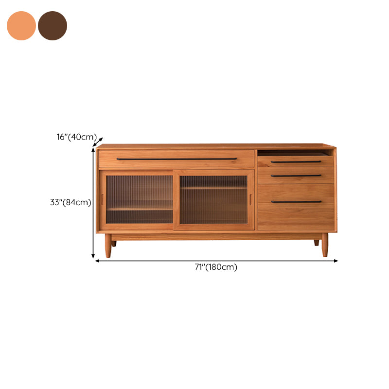 Modern Pine Solid Wood Sideboard Table 4-Drawer Sideboard for Living Room