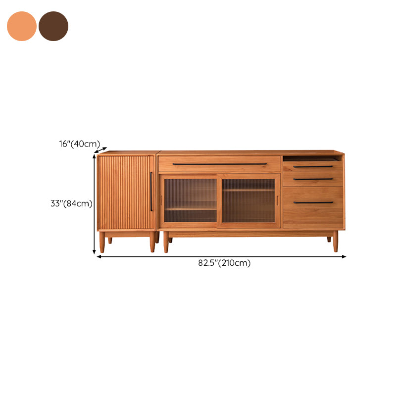 Modern Pine Solid Wood Sideboard Table 4-Drawer Sideboard for Living Room