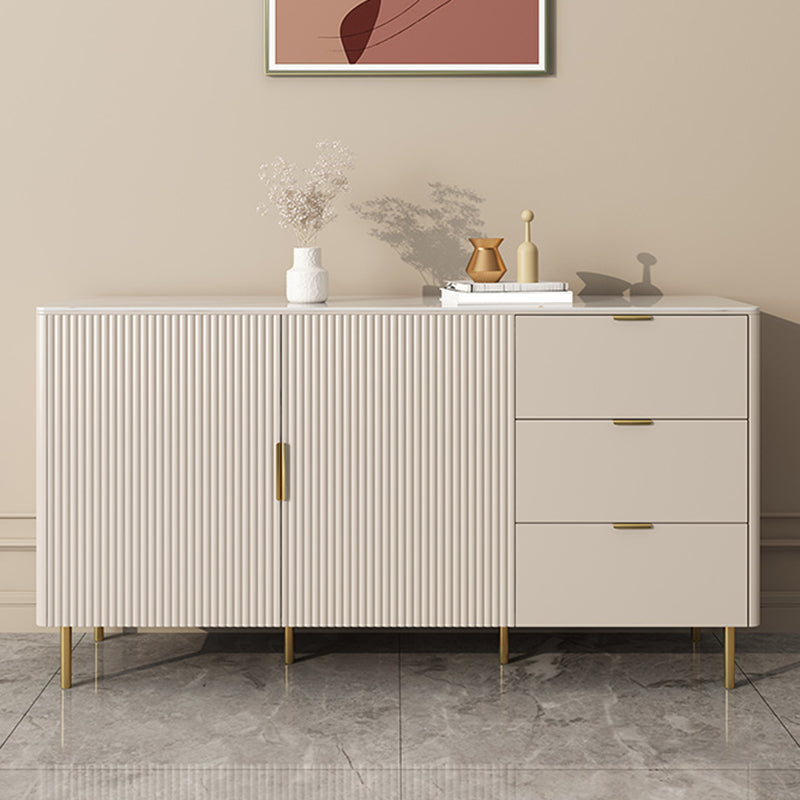 Glam Style Buffet Table Stone Buffet Sideboard with Cabinets and Drawers