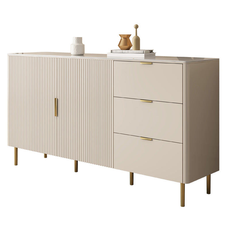 Glam Style Buffet Table Stone Buffet Sideboard with Cabinets and Drawers