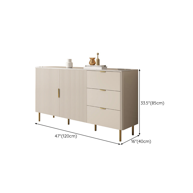 Glam Style Buffet Table Stone Buffet Sideboard with Cabinets and Drawers