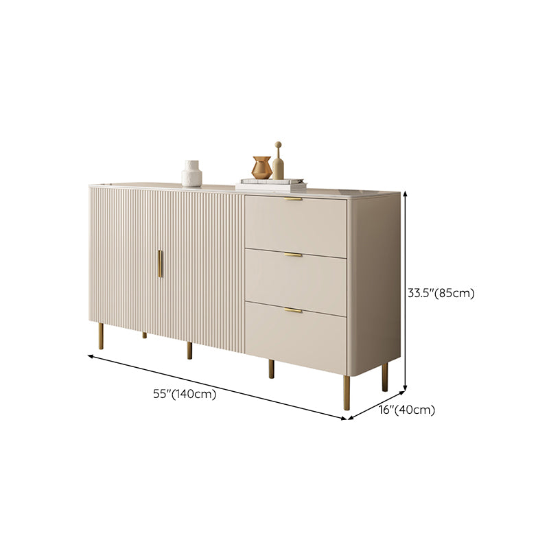 Glam Style Buffet Table Stone Buffet Sideboard with Cabinets and Drawers