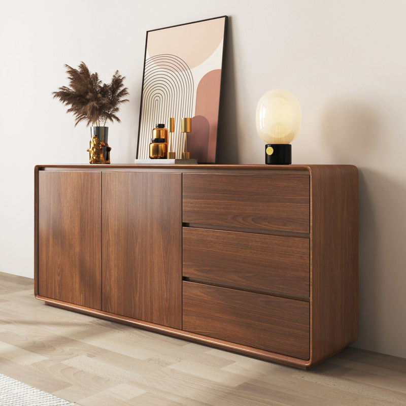 Contemporary Style Credenza Wood Dining Buffet with Cabinets and Drawers