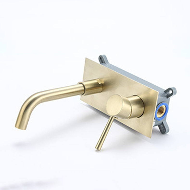 Contemporary Wall Mounted Bathroom Faucet Lever Handles Solid Brass Cubic Faucet