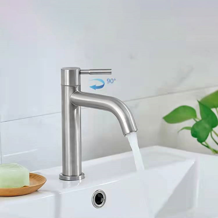 Stainless Steel Bathroom Faucet Chrome Lever Handle Sink Faucet with 1 Hole