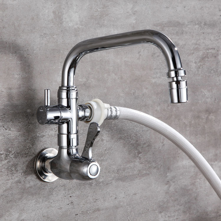 Modern Pull Down Single Handle Kitchen Faucet Wall-mounted Faucet in Chrome