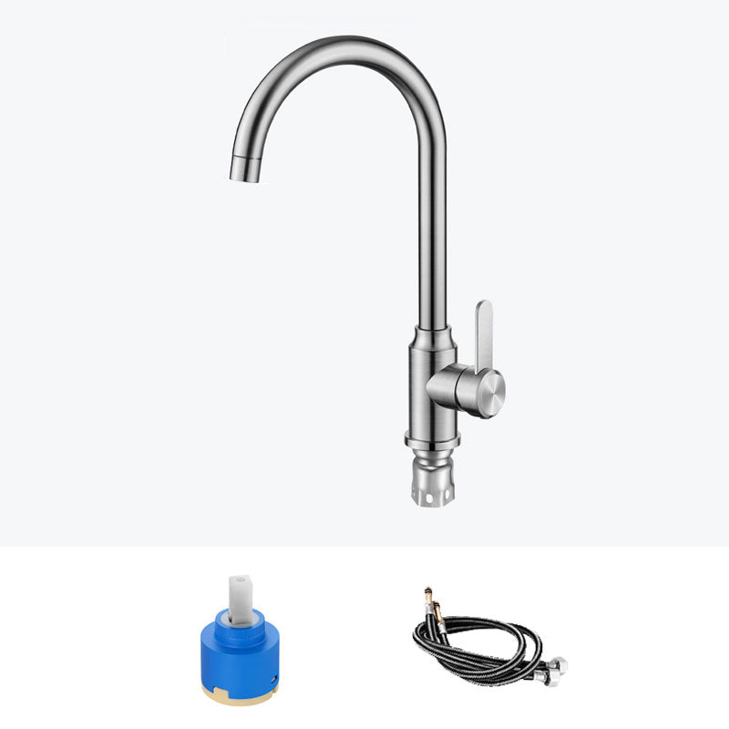 Modern Kitchen Sink Faucet Stainless Steel with Handles and Supply Lines Kitchen Faucet