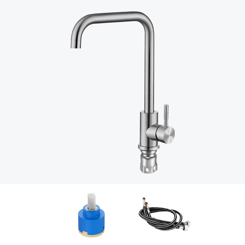 Modern Kitchen Sink Faucet Stainless Steel with Handles and Supply Lines Kitchen Faucet