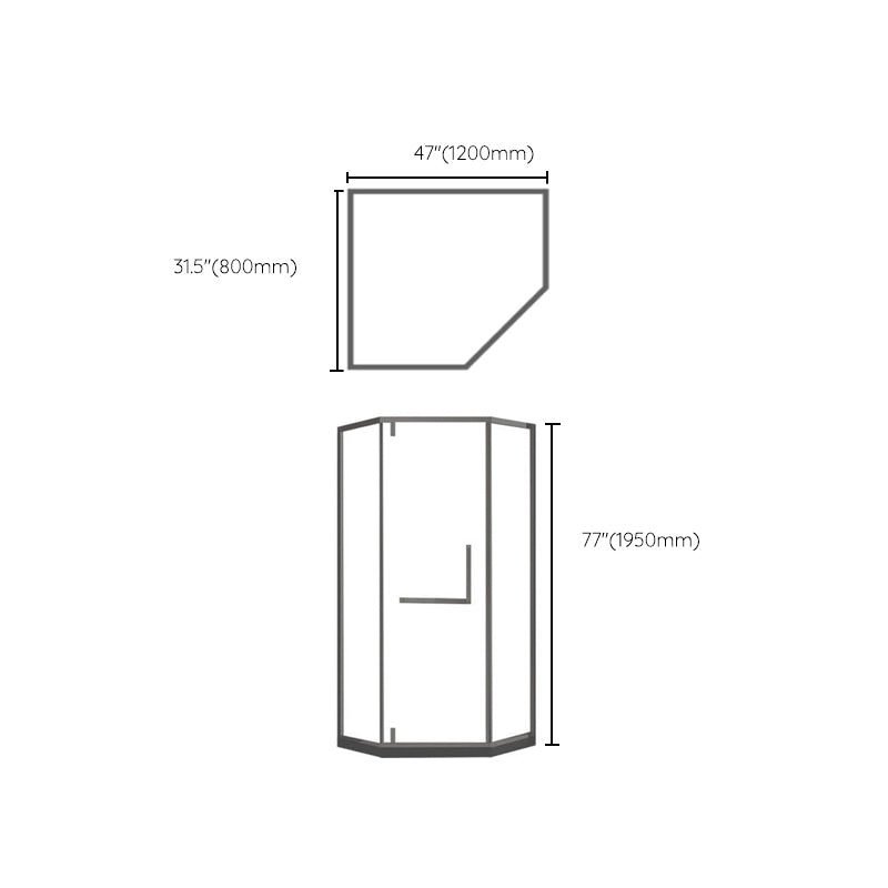 Contemporary Black Shower Enclosure Neo-Angle Semi-Frameless Clear Shower Enclosure