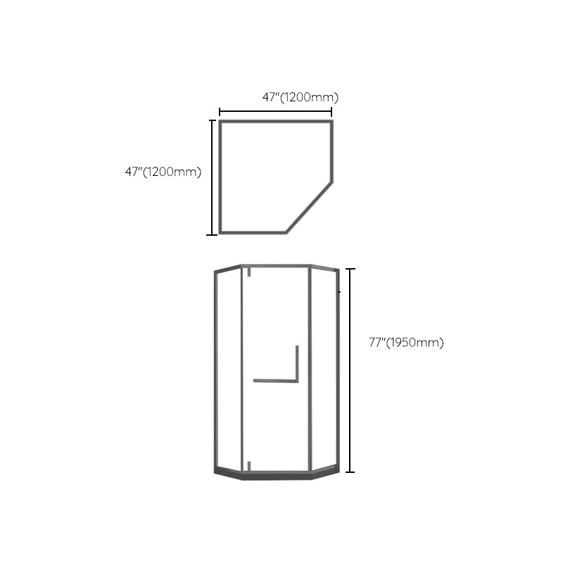 Contemporary Black Shower Enclosure Neo-Angle Semi-Frameless Clear Shower Enclosure