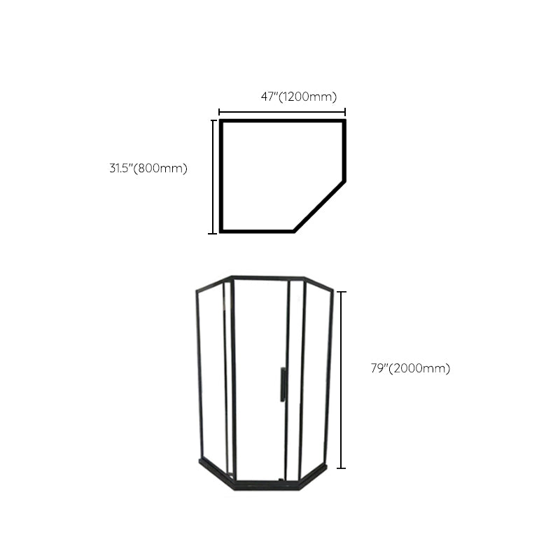 Contemporary Shower Enclosure Neo-Angle Semi-Frameless Clear Shower Enclosure