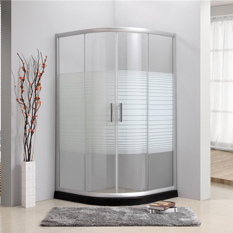 Contemporary Shower Stall Striped Round Semi-Frameless Shower Stall