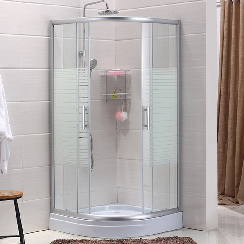 Contemporary Shower Stall Striped Round Semi-Frameless Shower Stall