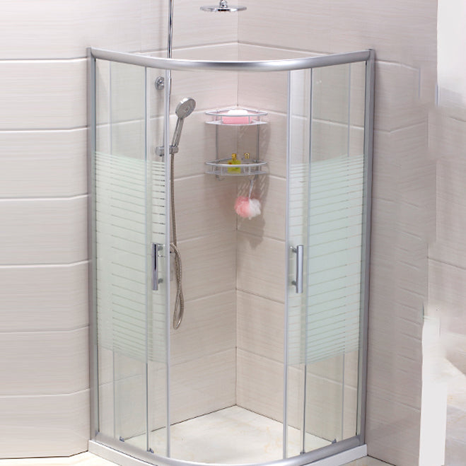 Contemporary Shower Stall Striped Round Semi-Frameless Shower Stall