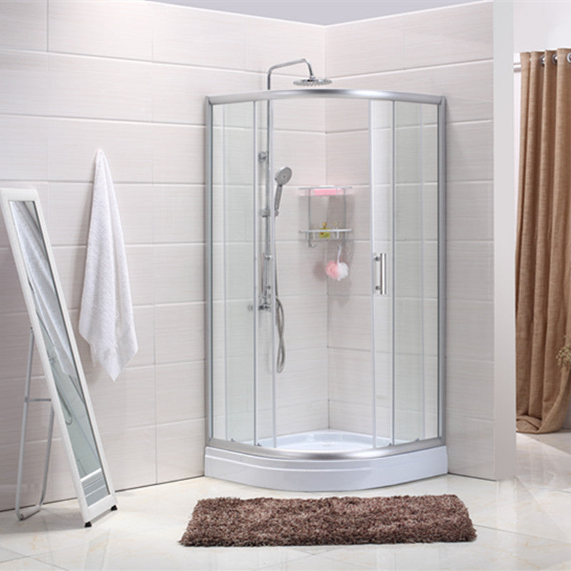 Contemporary Shower Stall Striped Round Semi-Frameless Shower Stall