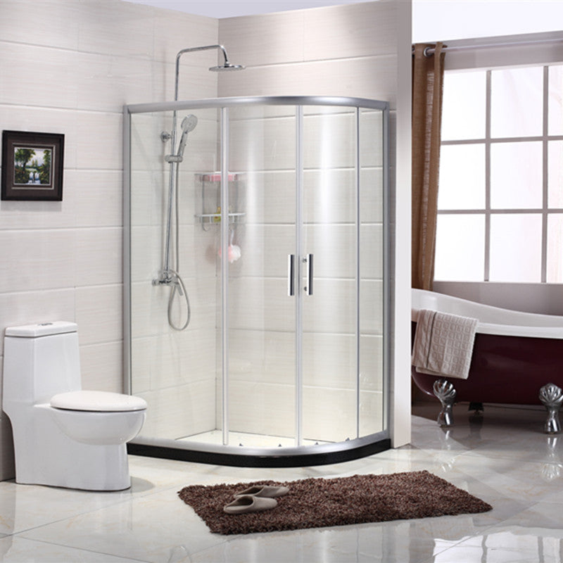 Contemporary Shower Stall Striped Round Semi-Frameless Shower Stall