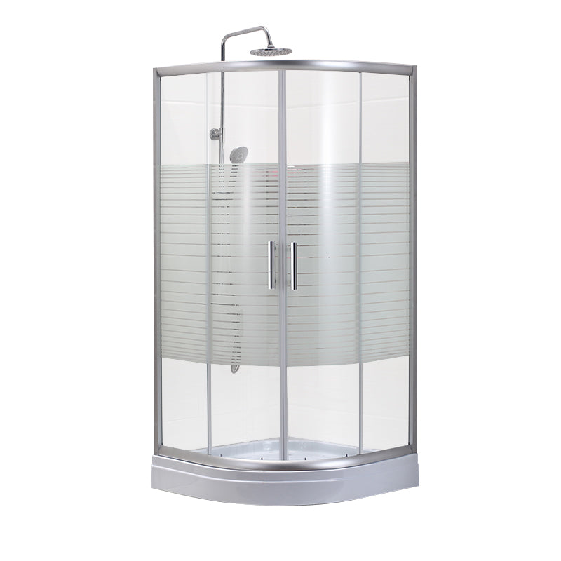 Contemporary Shower Stall Striped Round Semi-Frameless Shower Stall