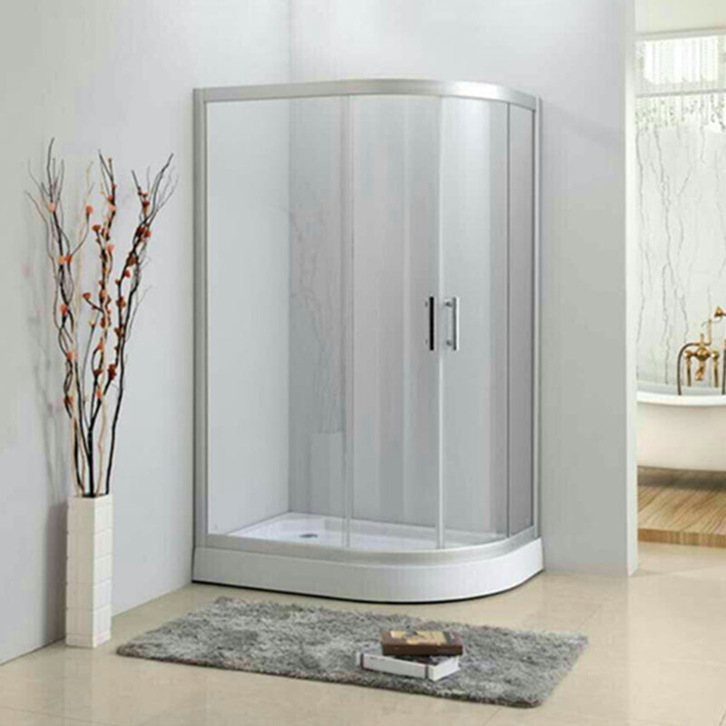 Contemporary Shower Stall Striped Round Semi-Frameless Shower Stall