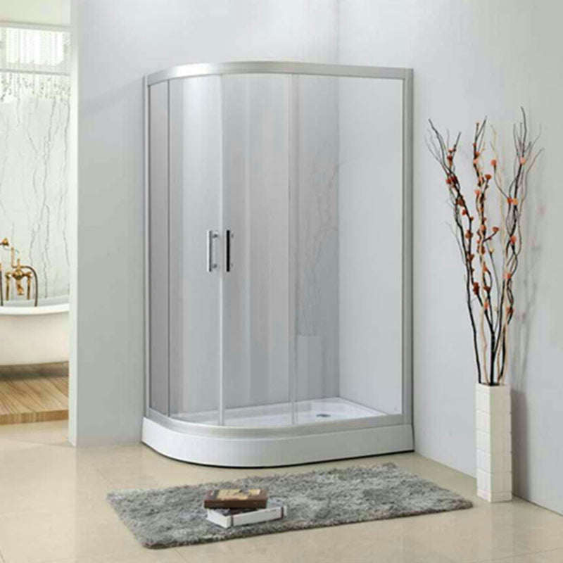 Contemporary Shower Stall Striped Round Semi-Frameless Shower Stall