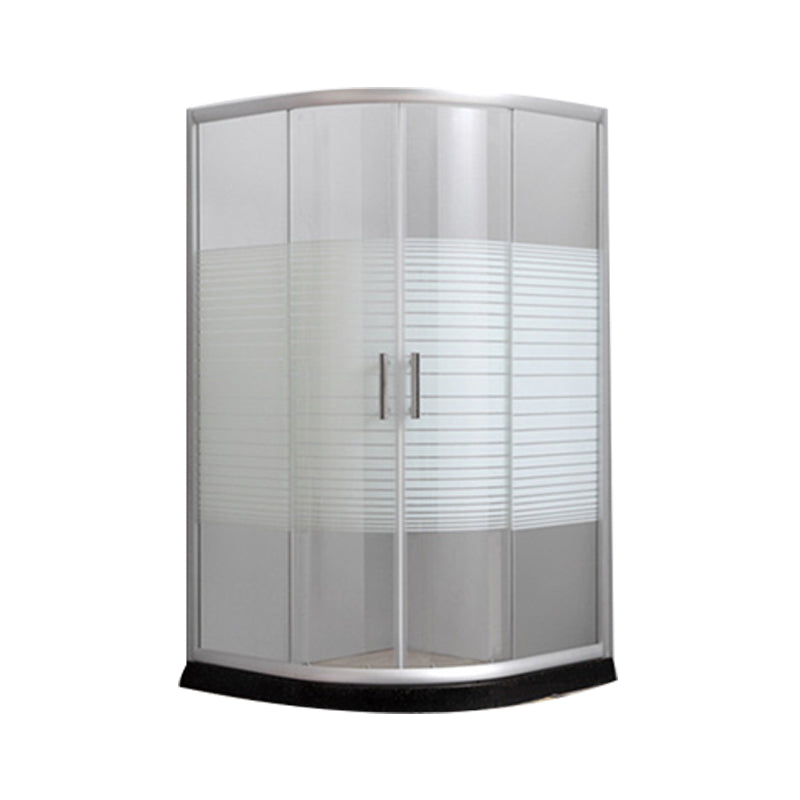 Contemporary Shower Stall Striped Round Semi-Frameless Shower Stall