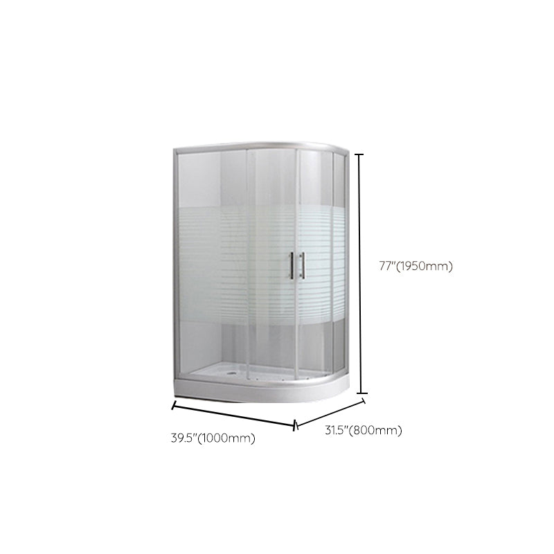 Contemporary Shower Stall Striped Round Semi-Frameless Shower Stall