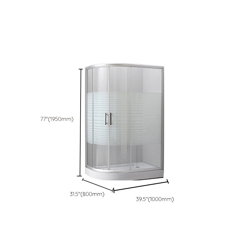 Contemporary Shower Stall Striped Round Semi-Frameless Shower Stall