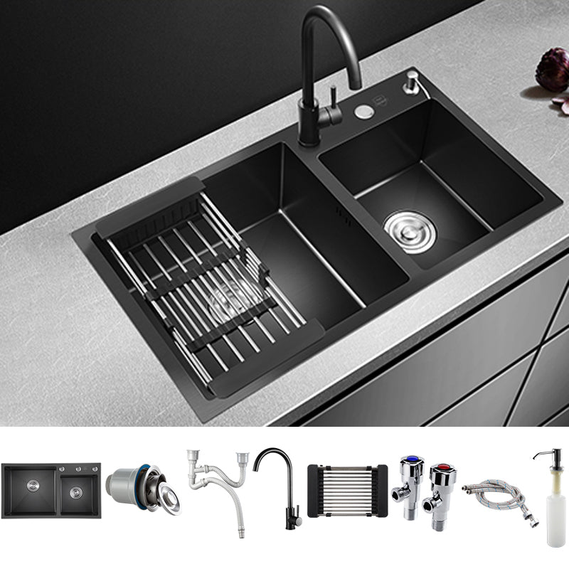 Modern Style Kitchen Sink Stainless Steel Drop-In Kitchen Sink with Drain Strainer Kit