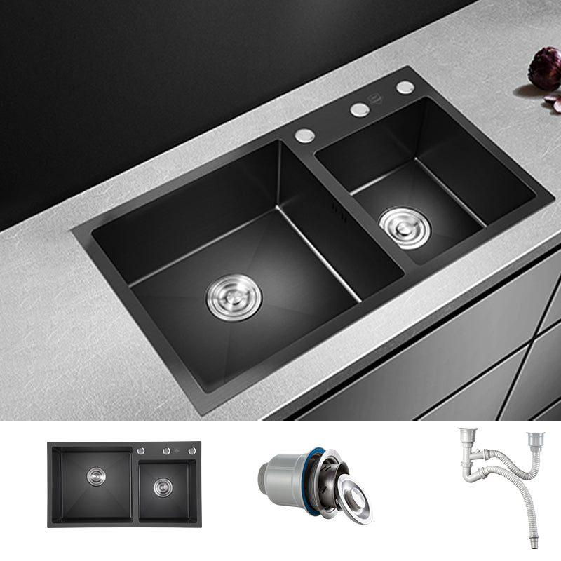 Modern Style Kitchen Sink Stainless Steel Drop-In Kitchen Sink with Drain Strainer Kit