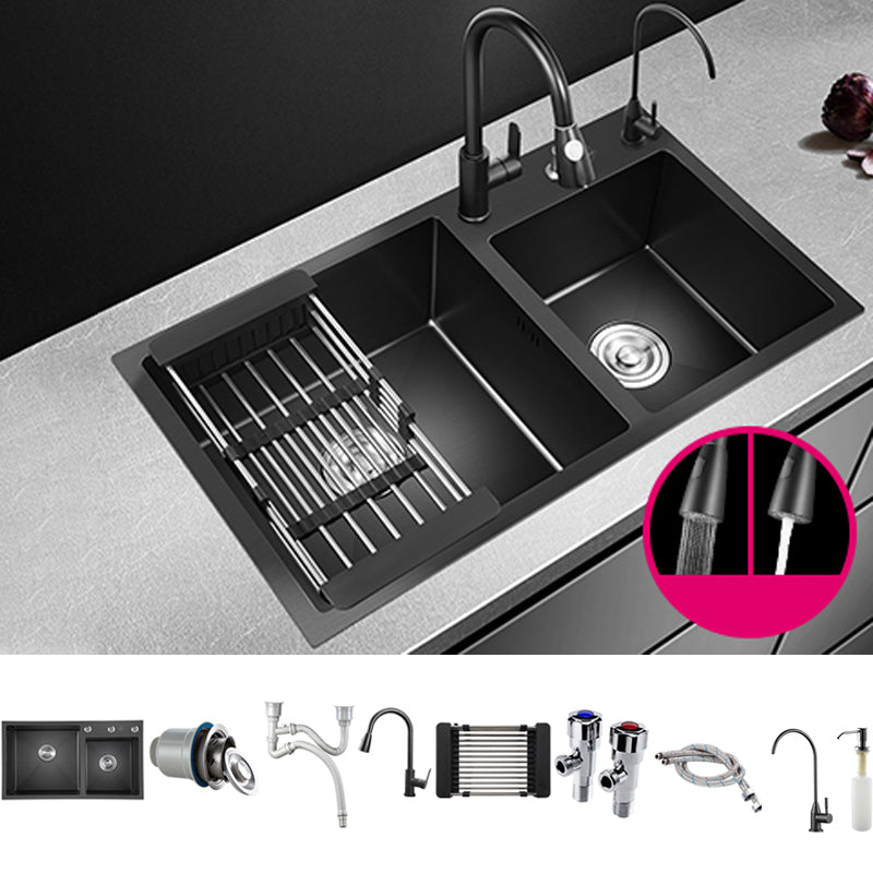 Modern Style Kitchen Sink Stainless Steel Drop-In Kitchen Sink with Drain Strainer Kit