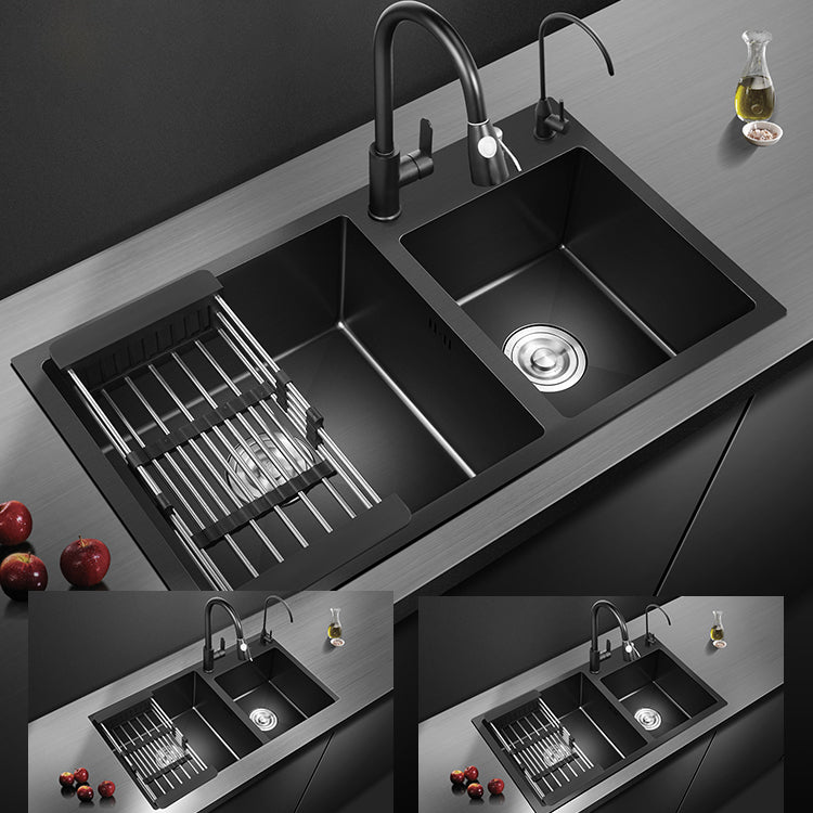 Modern Style Kitchen Sink Stainless Steel Drop-In Kitchen Sink with Drain Strainer Kit