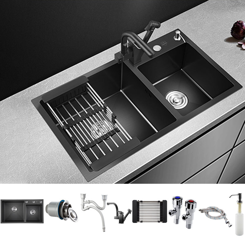 Modern Style Kitchen Sink Stainless Steel Drop-In Kitchen Sink with Drain Strainer Kit