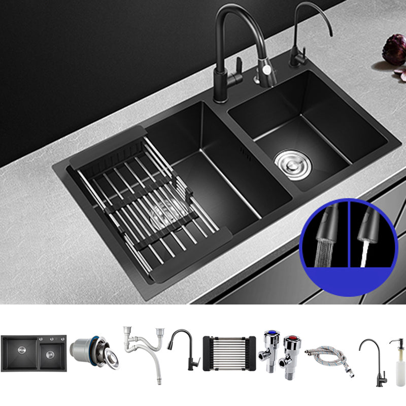 Modern Style Kitchen Sink Stainless Steel Drop-In Kitchen Sink with Drain Strainer Kit