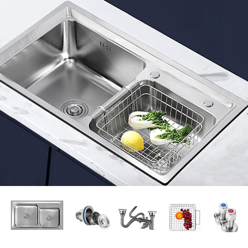 Modern Style Kitchen Sink Stainless Steel Noise-cancelling Design Drop-In Kitchen Sink