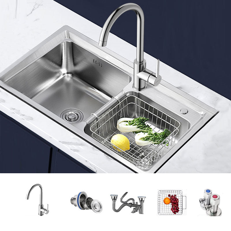 Modern Style Kitchen Sink Stainless Steel Noise-cancelling Design Drop-In Kitchen Sink