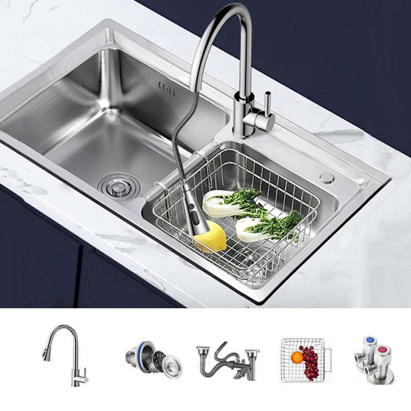 Modern Style Kitchen Sink Stainless Steel Noise-cancelling Design Drop-In Kitchen Sink