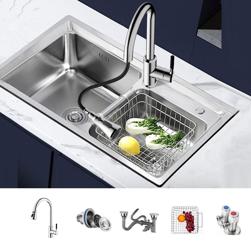 Modern Style Kitchen Sink Stainless Steel Noise-cancelling Design Drop-In Kitchen Sink