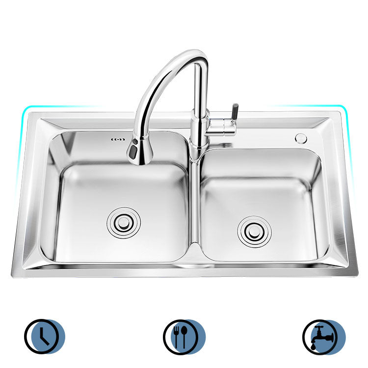 Modern Style Kitchen Sink Stainless Steel Noise-cancelling Design Drop-In Kitchen Sink