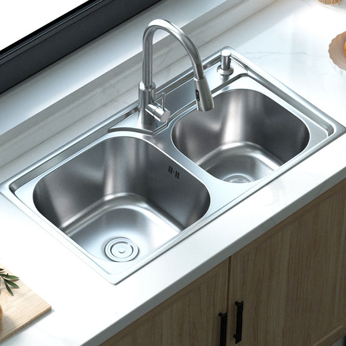 Modern Style Kitchen Sink Stainless Steel Noise-cancelling Design Kitchen Double Sink