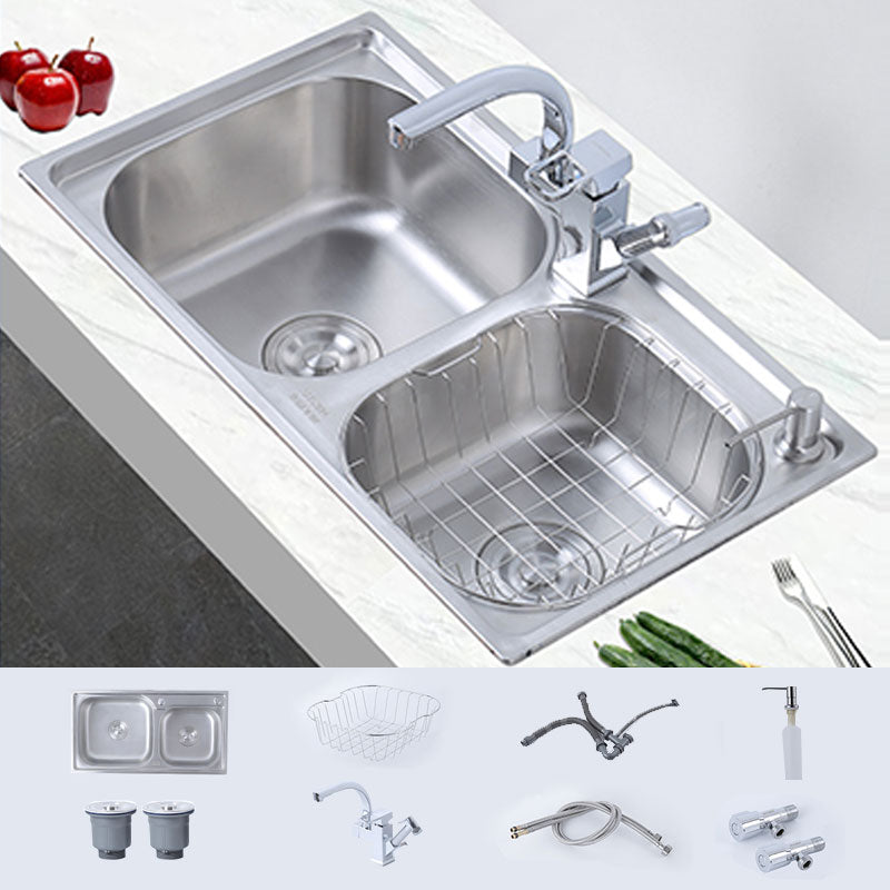 Modern Style Kitchen Sink Stainless Steel Noise-cancelling Design Kitchen Double Sink