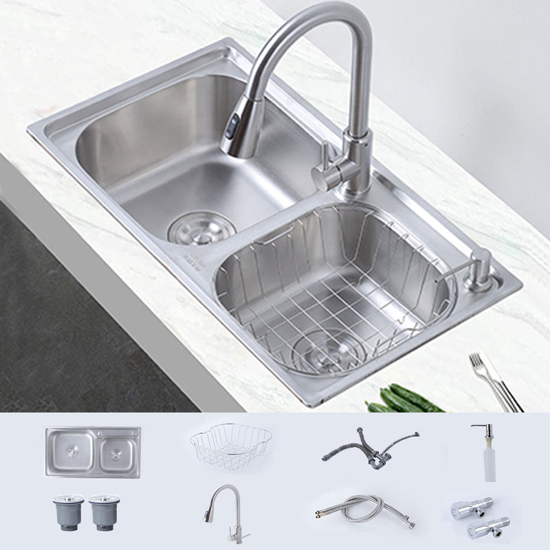 Modern Style Kitchen Sink Stainless Steel Noise-cancelling Design Kitchen Double Sink