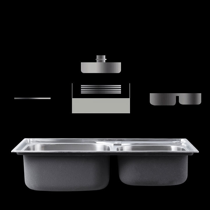 Modern Style Kitchen Sink Stainless Steel Noise-cancelling Design Kitchen Double Sink